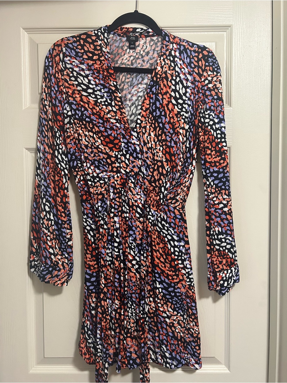 River Island Multicolor Animal Print Wrap Tunic - Red, Blue & White